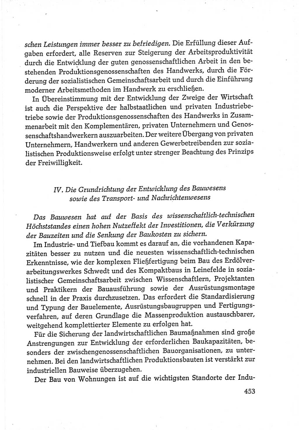 Protokoll der Verhandlungen des Ⅵ. Parteitages der Sozialistischen Einheitspartei Deutschlands (SED) [Deutsche Demokratische Republik (DDR)] 1963, Band Ⅳ, Seite 453 (Prot. Verh. Ⅵ. PT SED DDR 1963, Bd. Ⅳ, S. 453)