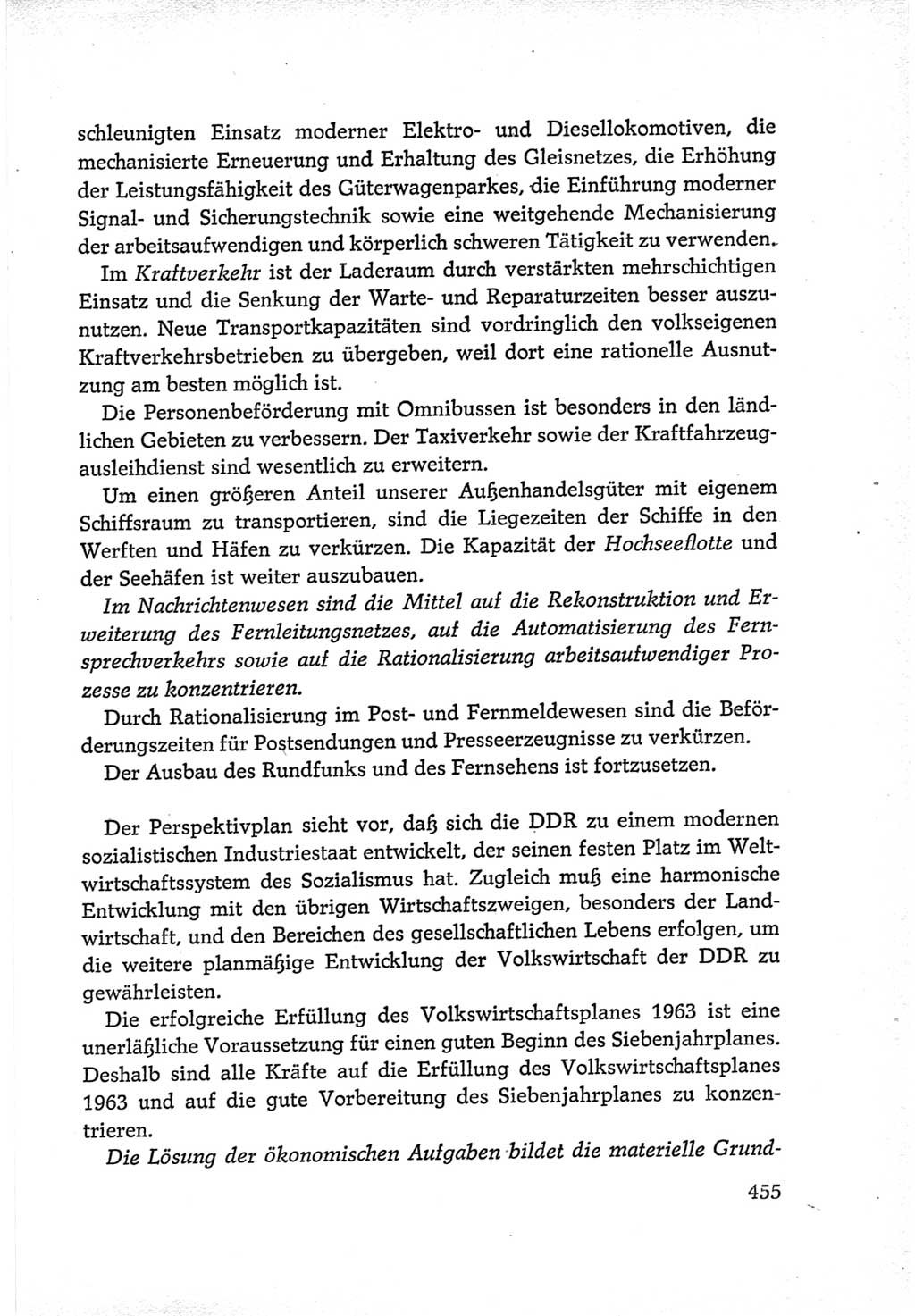 Protokoll der Verhandlungen des Ⅵ. Parteitages der Sozialistischen Einheitspartei Deutschlands (SED) [Deutsche Demokratische Republik (DDR)] 1963, Band Ⅳ, Seite 455 (Prot. Verh. Ⅵ. PT SED DDR 1963, Bd. Ⅳ, S. 455)