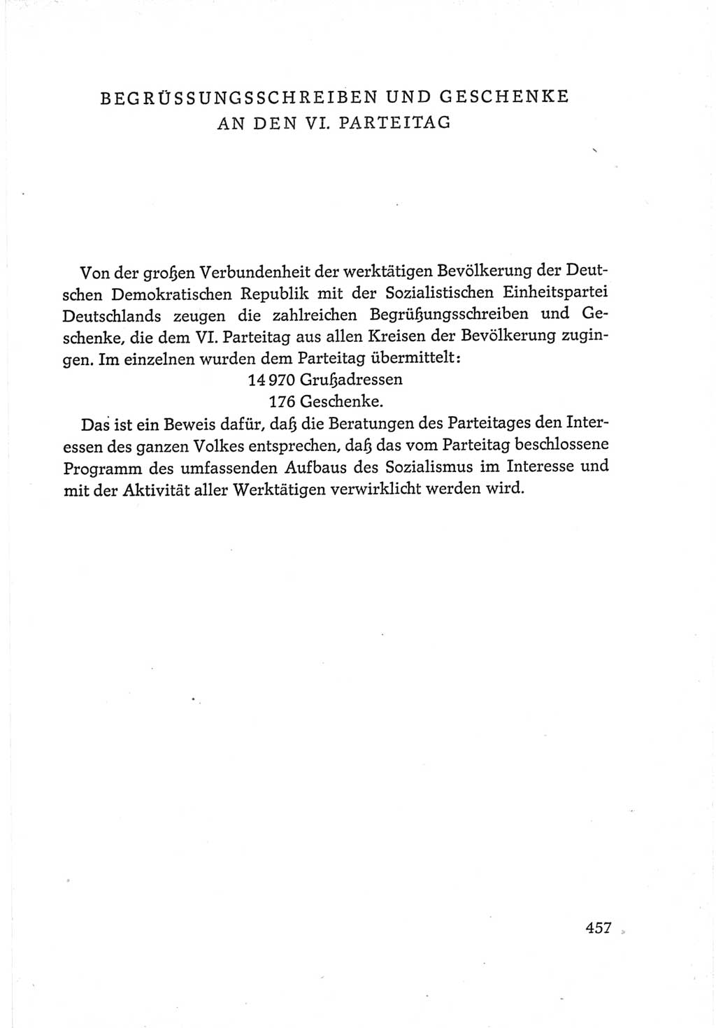 Protokoll der Verhandlungen des Ⅵ. Parteitages der Sozialistischen Einheitspartei Deutschlands (SED) [Deutsche Demokratische Republik (DDR)] 1963, Band Ⅳ, Seite 457 (Prot. Verh. Ⅵ. PT SED DDR 1963, Bd. Ⅳ, S. 457)