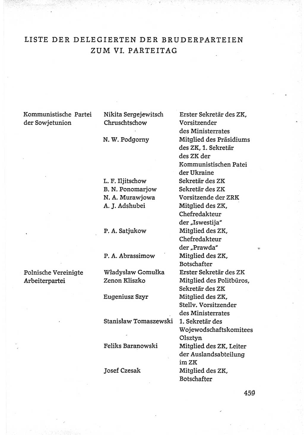 Protokoll der Verhandlungen des Ⅵ. Parteitages der Sozialistischen Einheitspartei Deutschlands (SED) [Deutsche Demokratische Republik (DDR)] 1963, Band Ⅳ, Seite 459 (Prot. Verh. Ⅵ. PT SED DDR 1963, Bd. Ⅳ, S. 459)
