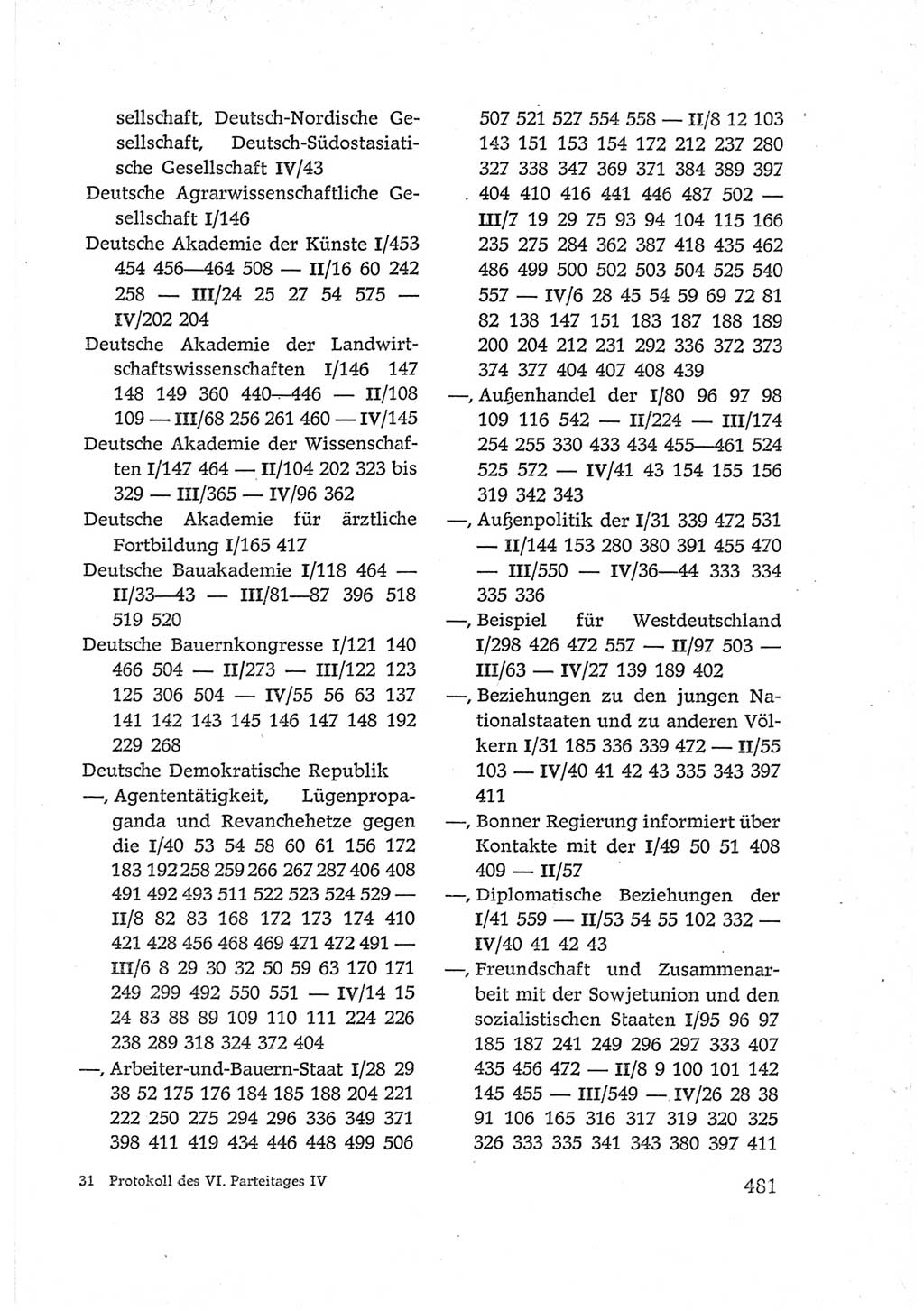 Protokoll der Verhandlungen des Ⅵ. Parteitages der Sozialistischen Einheitspartei Deutschlands (SED) [Deutsche Demokratische Republik (DDR)] 1963, Band Ⅳ, Seite 481 (Prot. Verh. Ⅵ. PT SED DDR 1963, Bd. Ⅳ, S. 481)