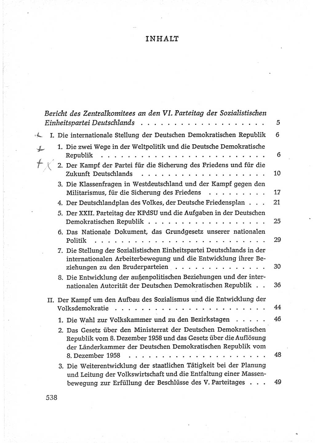 Protokoll der Verhandlungen des Ⅵ. Parteitages der Sozialistischen Einheitspartei Deutschlands (SED) [Deutsche Demokratische Republik (DDR)] 1963, Band Ⅳ, Seite 538 (Prot. Verh. Ⅵ. PT SED DDR 1963, Bd. Ⅳ, S. 538)