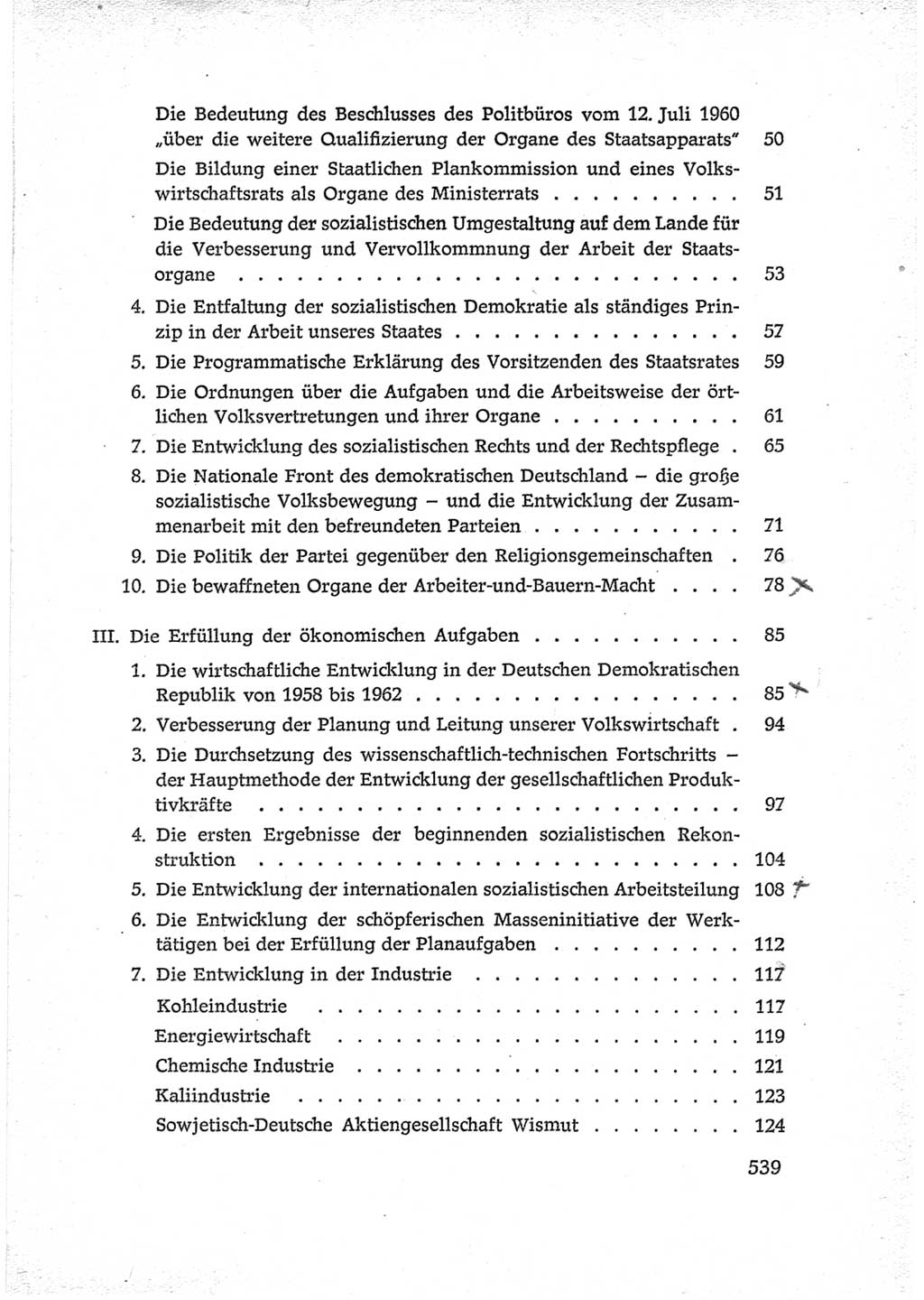 Protokoll der Verhandlungen des Ⅵ. Parteitages der Sozialistischen Einheitspartei Deutschlands (SED) [Deutsche Demokratische Republik (DDR)] 1963, Band Ⅳ, Seite 539 (Prot. Verh. Ⅵ. PT SED DDR 1963, Bd. Ⅳ, S. 539)