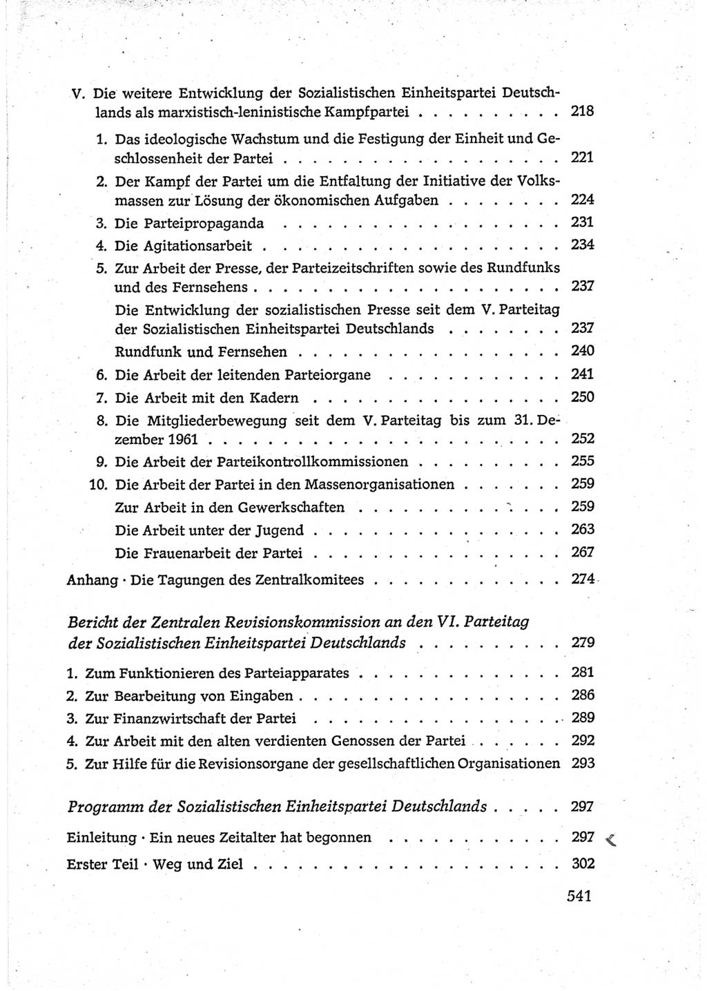 Protokoll der Verhandlungen des Ⅵ. Parteitages der Sozialistischen Einheitspartei Deutschlands (SED) [Deutsche Demokratische Republik (DDR)] 1963, Band Ⅳ, Seite 541 (Prot. Verh. Ⅵ. PT SED DDR 1963, Bd. Ⅳ, S. 541)