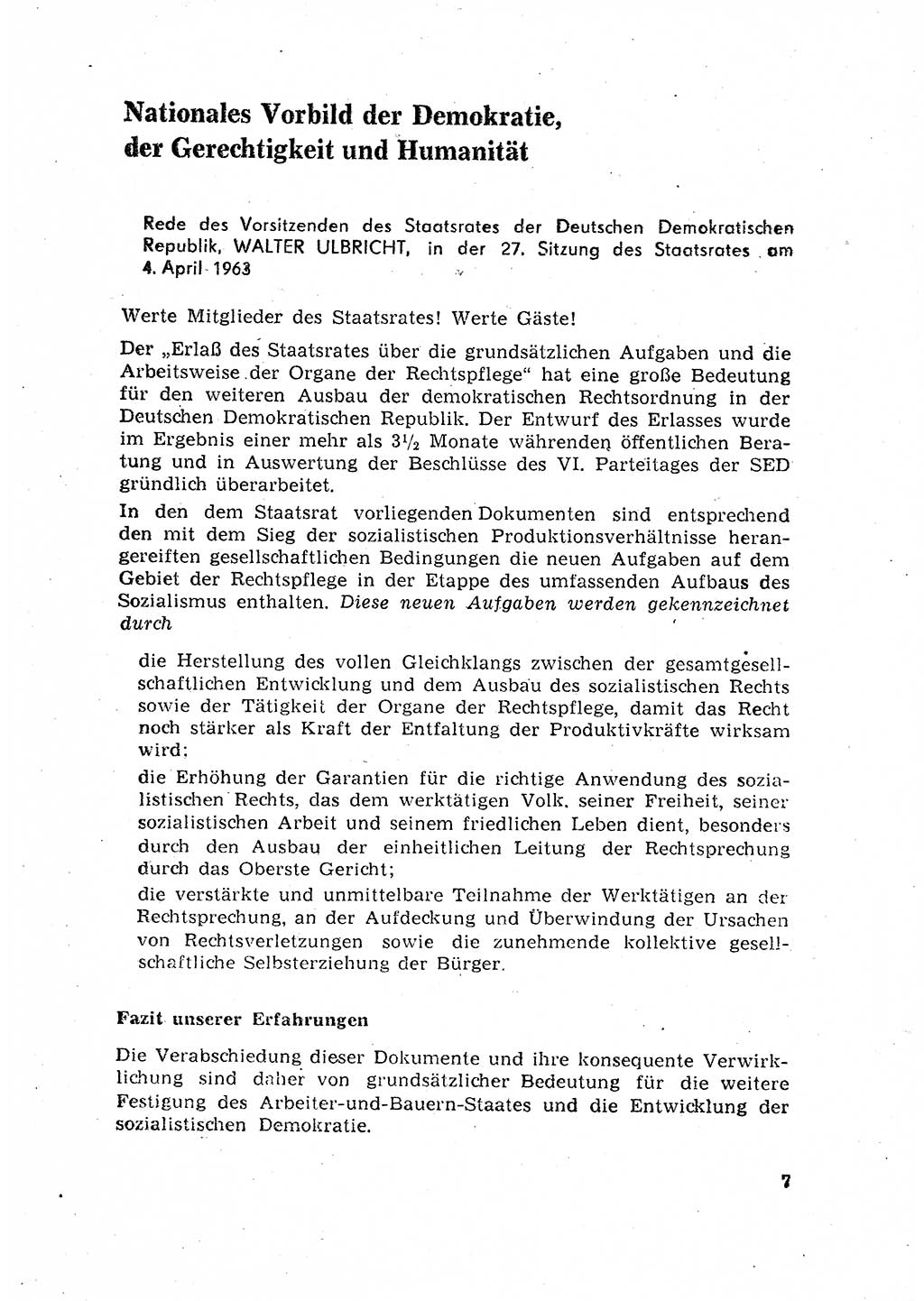 Rechtspflegeerlaß [Deutsche Demokratische Republik (DDR)] 1963, Seite 7 (R.-Pfl.-Erl. DDR 1963, S. 7)