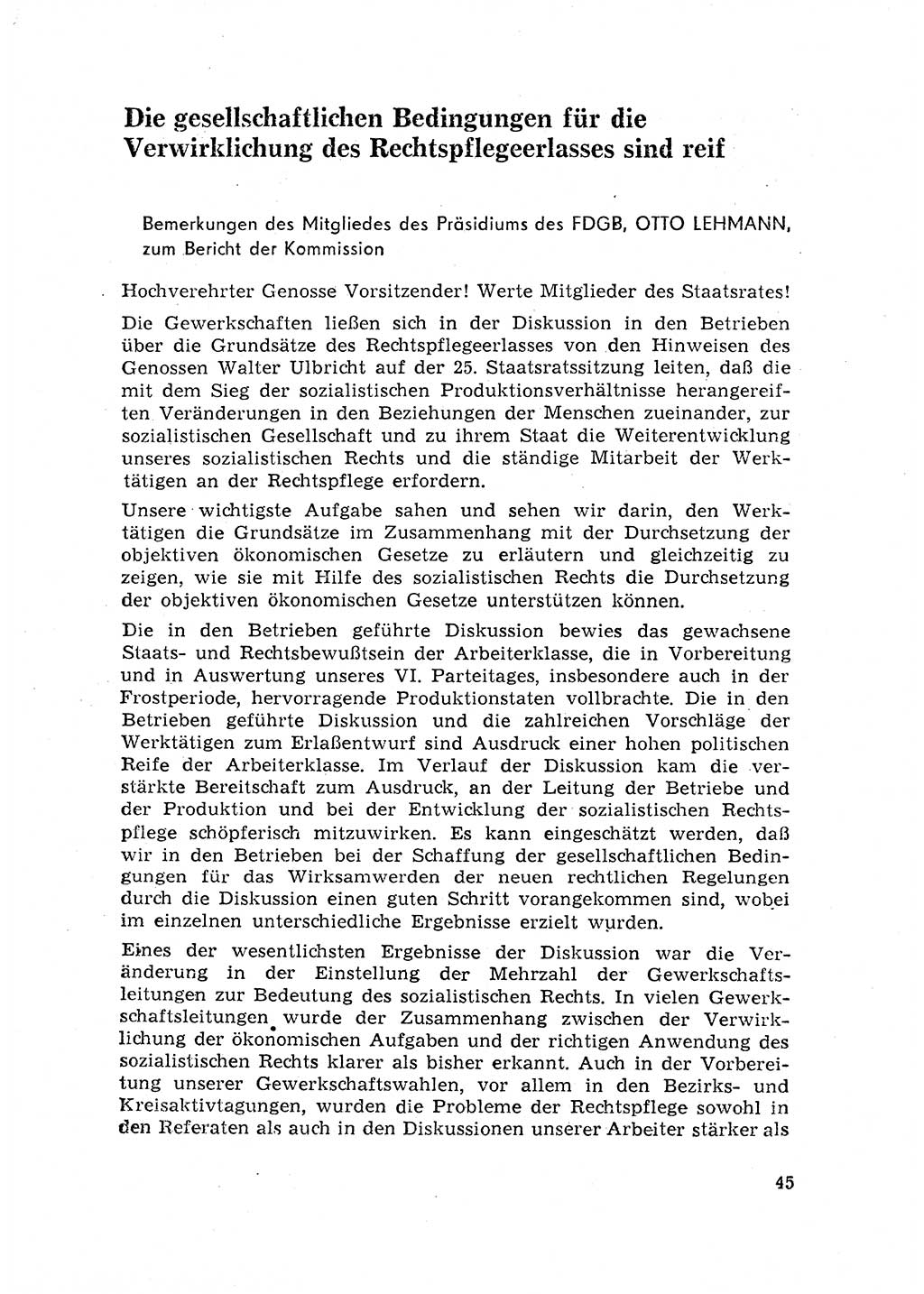 Rechtspflegeerlaß [Deutsche Demokratische Republik (DDR)] 1963, Seite 45 (R.-Pfl.-Erl. DDR 1963, S. 45)