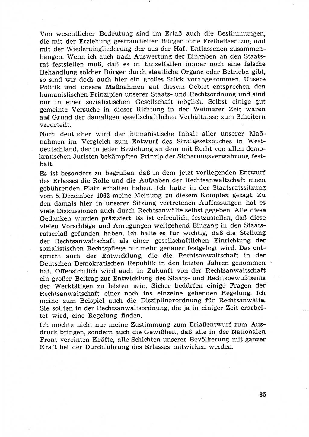 Rechtspflegeerlaß [Deutsche Demokratische Republik (DDR)] 1963, Seite 85 (R.-Pfl.-Erl. DDR 1963, S. 85)