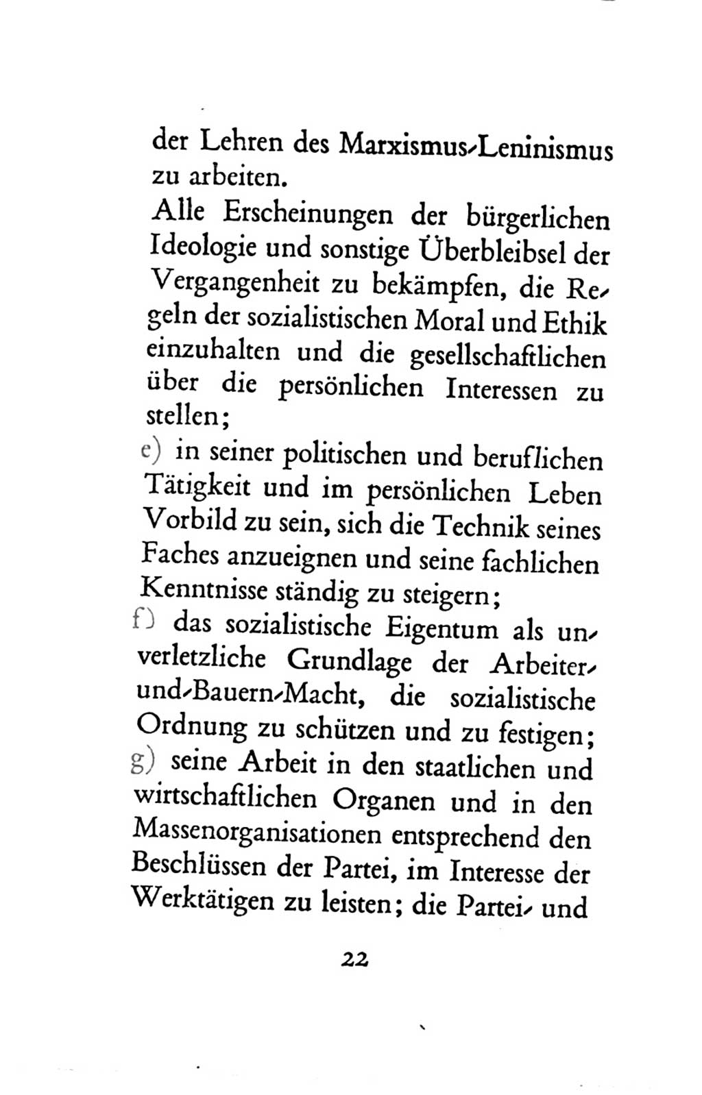 Statut der Sozialistischen Einheitspartei Deutschlands (SED) 1963, Seite 22 (St. SED DDR 1963, S. 22)