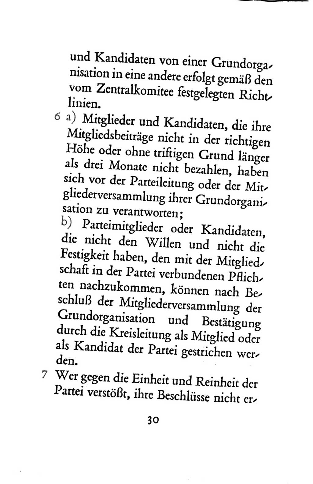 Statut der Sozialistischen Einheitspartei Deutschlands (SED) 1963, Seite 30 (St. SED DDR 1963, S. 30)