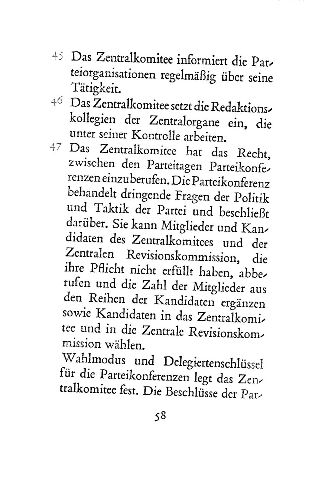Statut der Sozialistischen Einheitspartei Deutschlands (SED) 1963, Seite 58 (St. SED DDR 1963, S. 58)