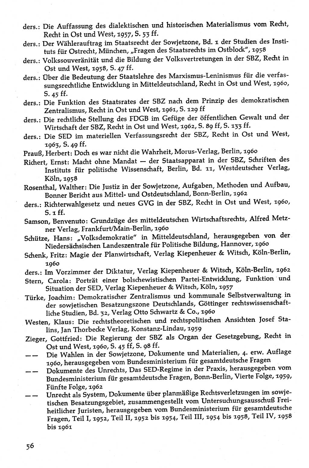 Volksdemokratische Ordnung in Mitteldeutschland [Deutsche Demokratische Republik (DDR)], Texte zur verfassungsrechtlichen Situation 1963, Seite 56 (Volksdem. Ordn. Md. DDR 1963, S. 56)