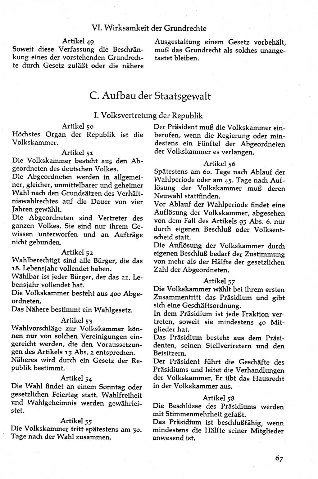 Volksdemokratische Ordnung in Mitteldeutschland [Deutsche Demokratische Republik (DDR)], Texte zur verfassungsrechtlichen Situation 1963, Seite 67 (Volksdem. Ordn. Md. DDR 1963, S. 67)