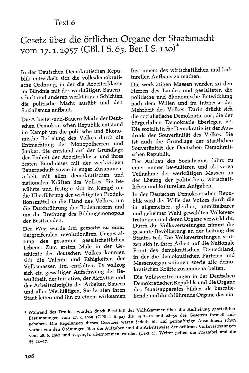 Volksdemokratische Ordnung in Mitteldeutschland [Deutsche Demokratische Republik (DDR)], Texte zur verfassungsrechtlichen Situation 1963, Seite 108 (Volksdem. Ordn. Md. DDR 1963, S. 108)