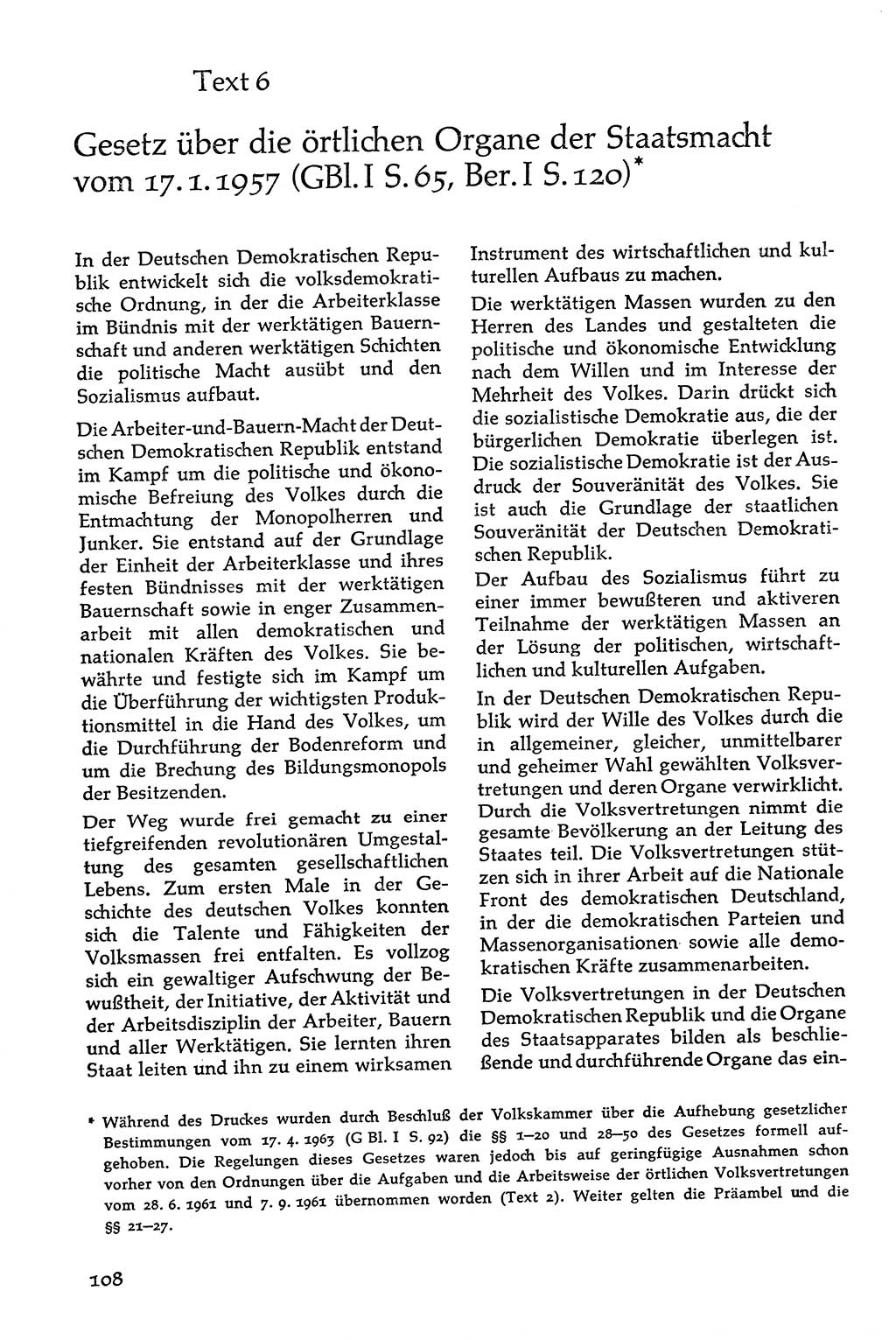 Volksdemokratische Ordnung in Mitteldeutschland [Deutsche Demokratische Republik (DDR)], Texte zur verfassungsrechtlichen Situation 1963, Seite 108 (Volksdem. Ordn. Md. DDR 1963, S. 108)