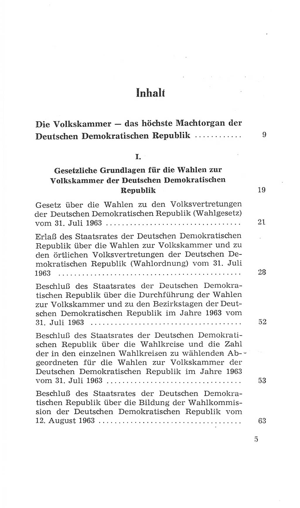Volkskammer (VK) der Deutschen Demokratischen Republik (DDR), 4. Wahlperiode 1963-1967, Seite 5 (VK. DDR 4. WP. 1963-1967, S. 5)