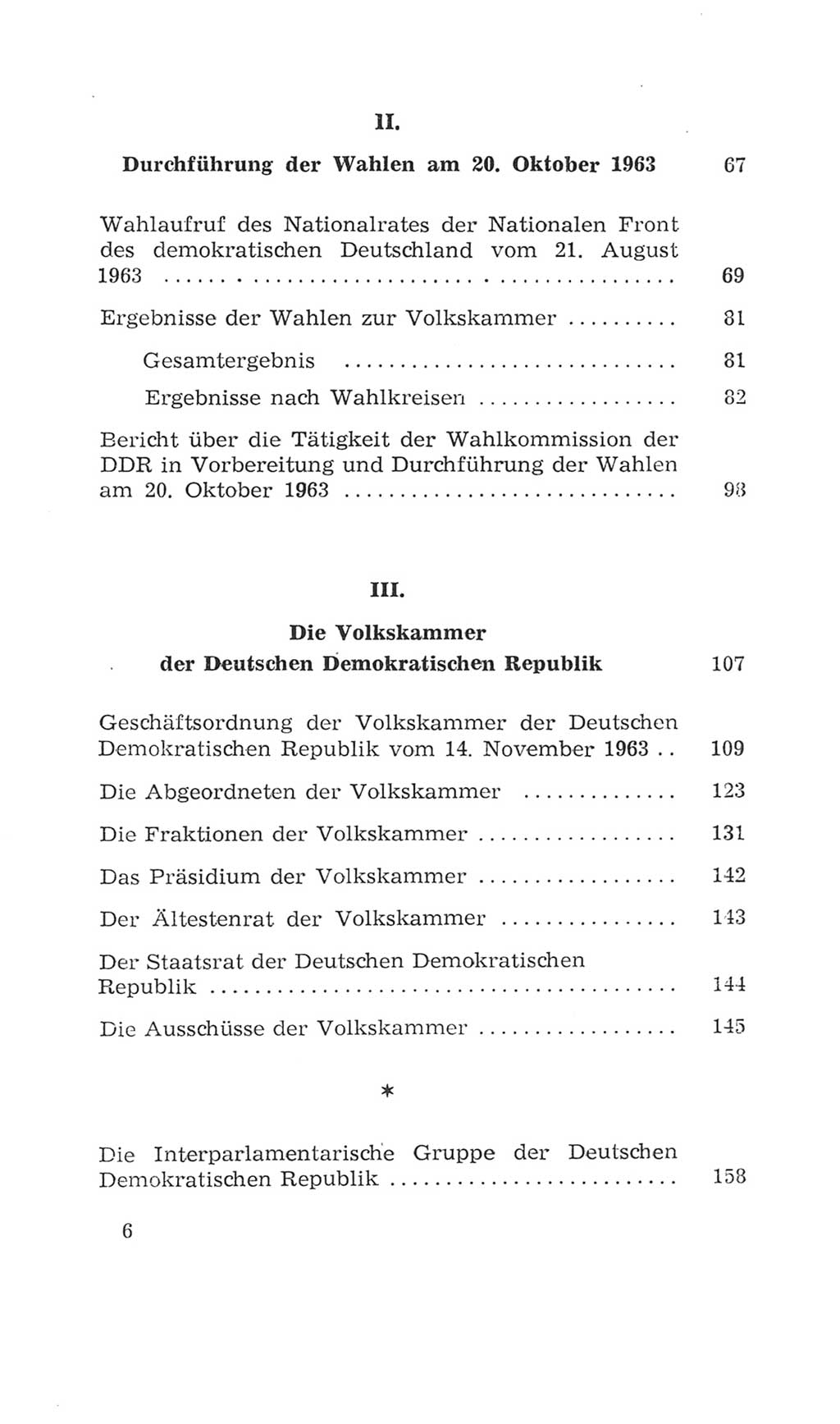 Volkskammer (VK) der Deutschen Demokratischen Republik (DDR), 4. Wahlperiode 1963-1967, Seite 6 (VK. DDR 4. WP. 1963-1967, S. 6)