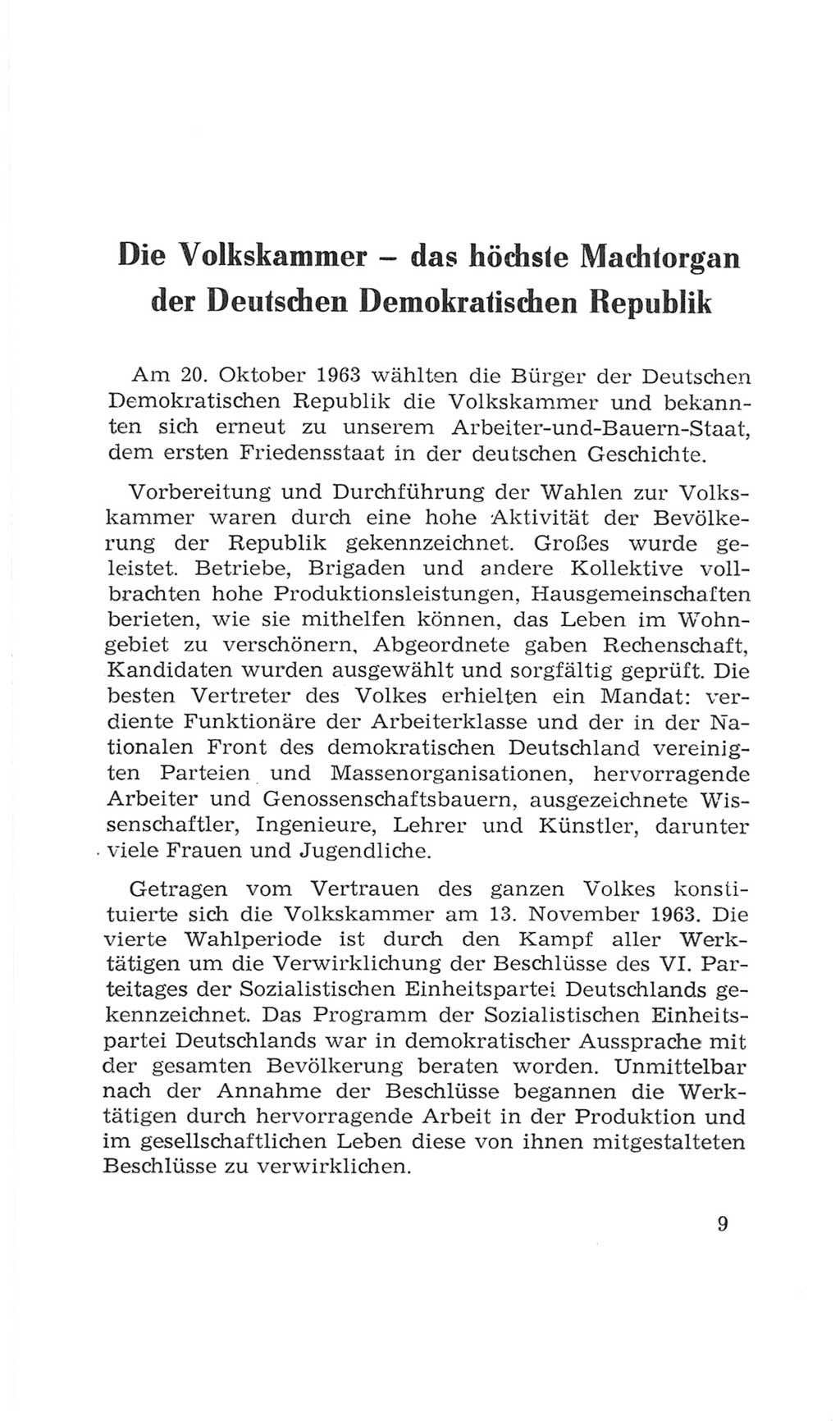 Volkskammer (VK) der Deutschen Demokratischen Republik (DDR), 4. Wahlperiode 1963-1967, Seite 9 (VK. DDR 4. WP. 1963-1967, S. 9)
