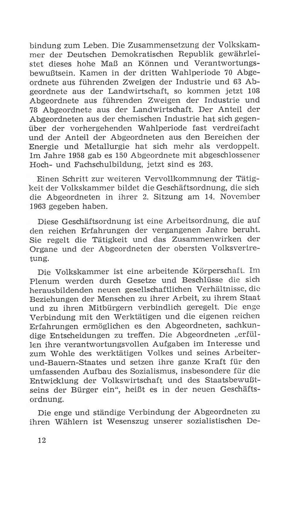 Volkskammer (VK) der Deutschen Demokratischen Republik (DDR), 4. Wahlperiode 1963-1967, Seite 12 (VK. DDR 4. WP. 1963-1967, S. 12)