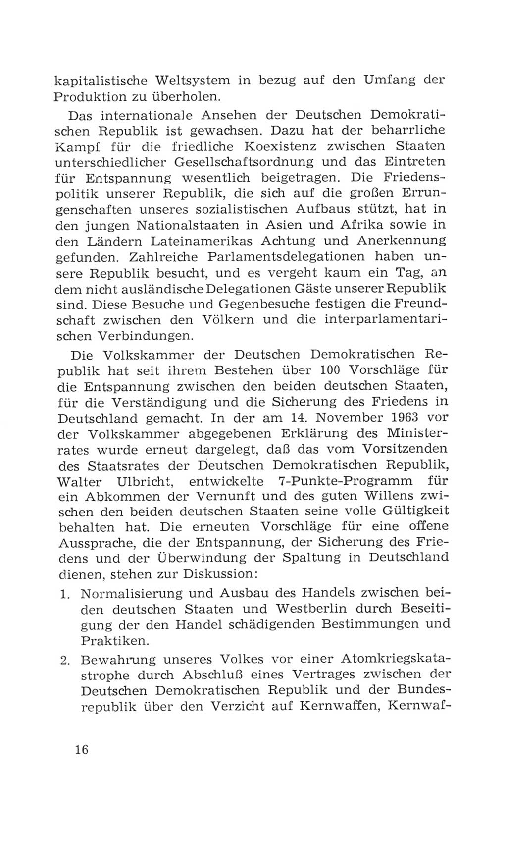 Volkskammer (VK) der Deutschen Demokratischen Republik (DDR), 4. Wahlperiode 1963-1967, Seite 16 (VK. DDR 4. WP. 1963-1967, S. 16)
