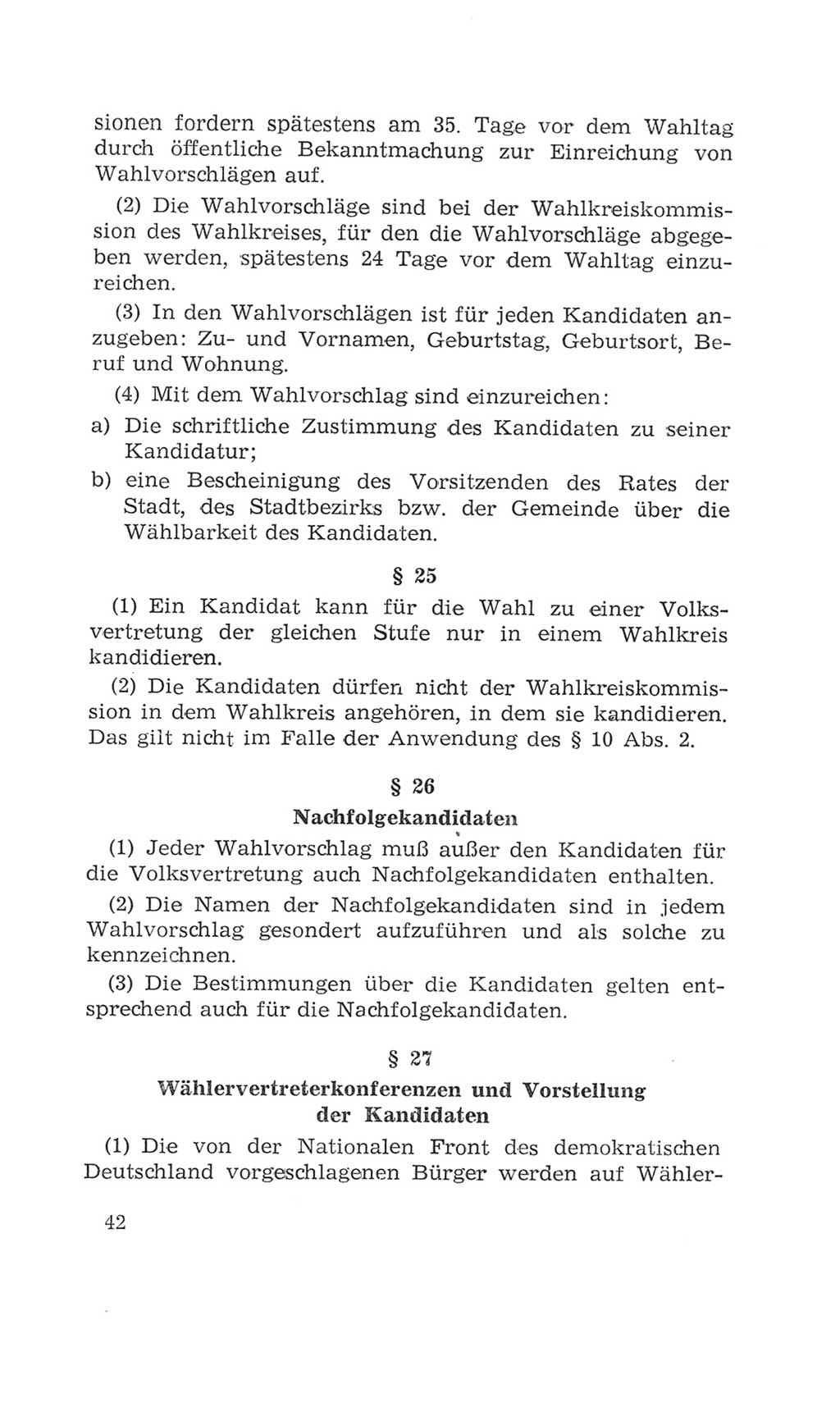Volkskammer (VK) der Deutschen Demokratischen Republik (DDR), 4. Wahlperiode 1963-1967, Seite 42 (VK. DDR 4. WP. 1963-1967, S. 42)