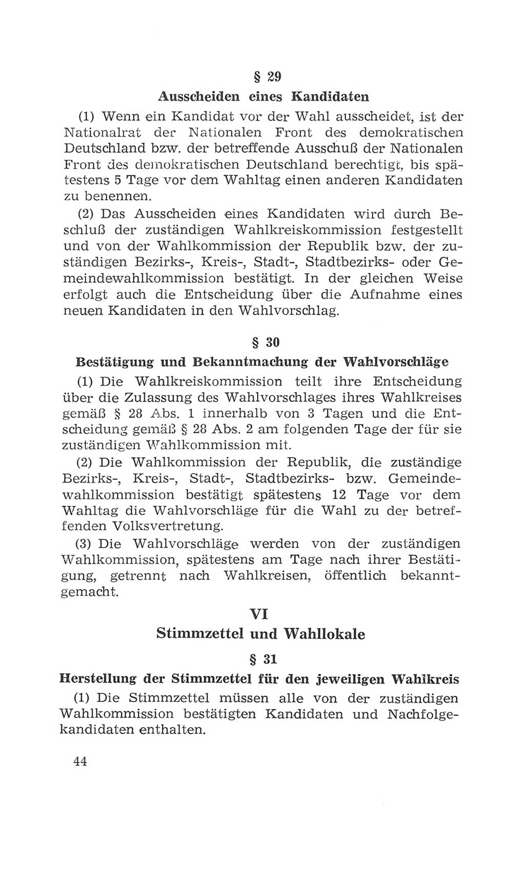 Volkskammer (VK) der Deutschen Demokratischen Republik (DDR), 4. Wahlperiode 1963-1967, Seite 44 (VK. DDR 4. WP. 1963-1967, S. 44)