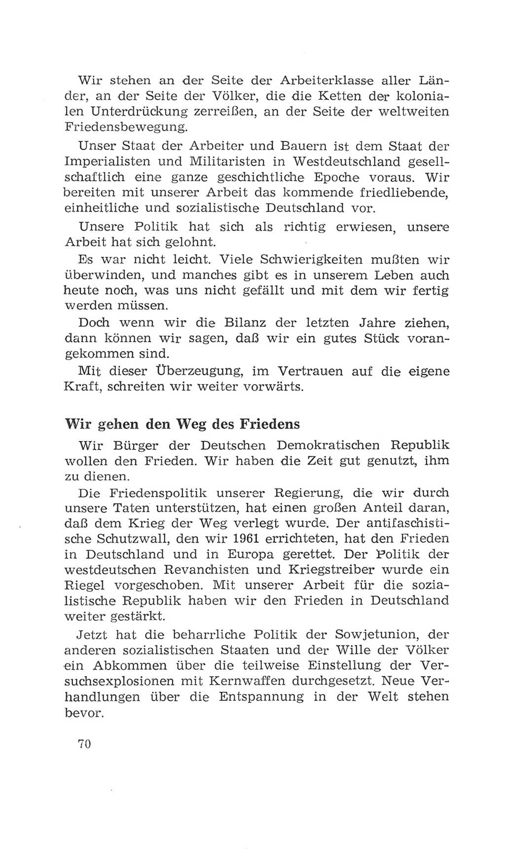 Volkskammer (VK) der Deutschen Demokratischen Republik (DDR), 4. Wahlperiode 1963-1967, Seite 70 (VK. DDR 4. WP. 1963-1967, S. 70)