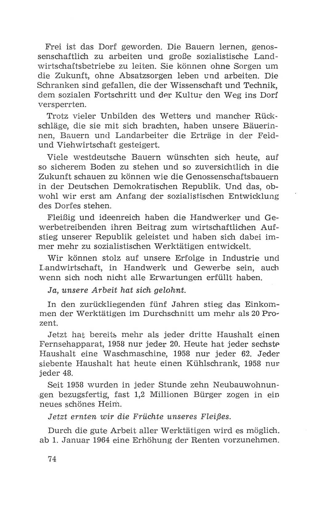 Volkskammer (VK) der Deutschen Demokratischen Republik (DDR), 4. Wahlperiode 1963-1967, Seite 74 (VK. DDR 4. WP. 1963-1967, S. 74)