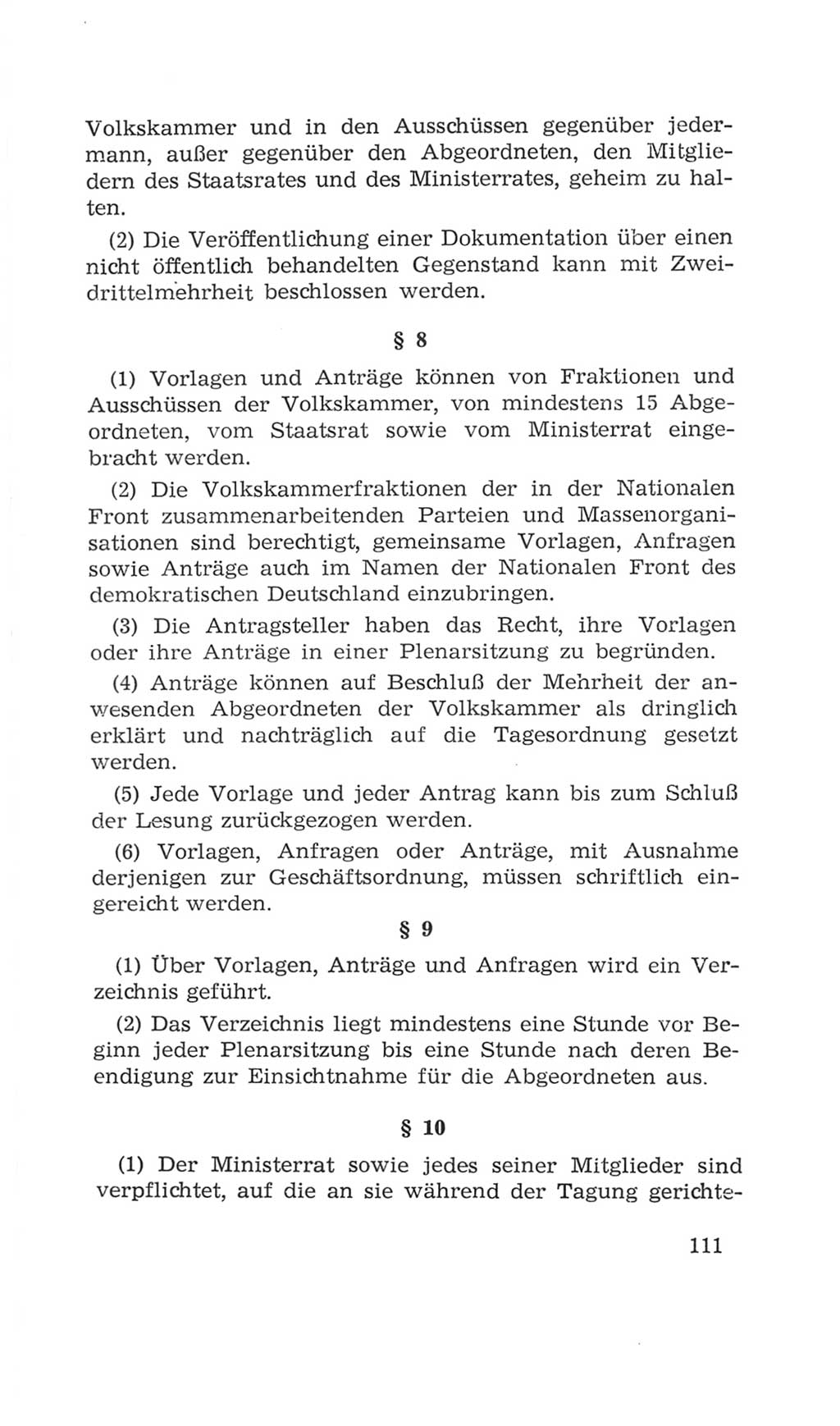 Volkskammer (VK) der Deutschen Demokratischen Republik (DDR), 4. Wahlperiode 1963-1967, Seite 111 (VK. DDR 4. WP. 1963-1967, S. 111)