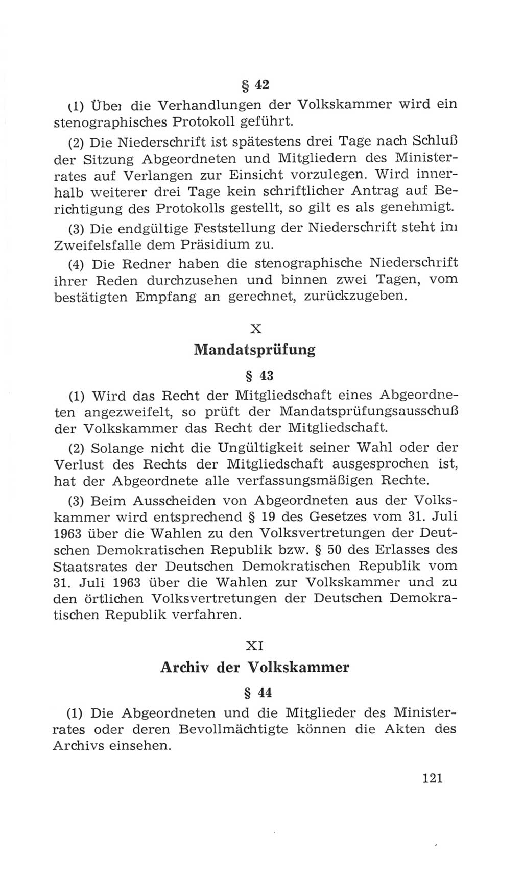 Volkskammer (VK) der Deutschen Demokratischen Republik (DDR), 4. Wahlperiode 1963-1967, Seite 121 (VK. DDR 4. WP. 1963-1967, S. 121)