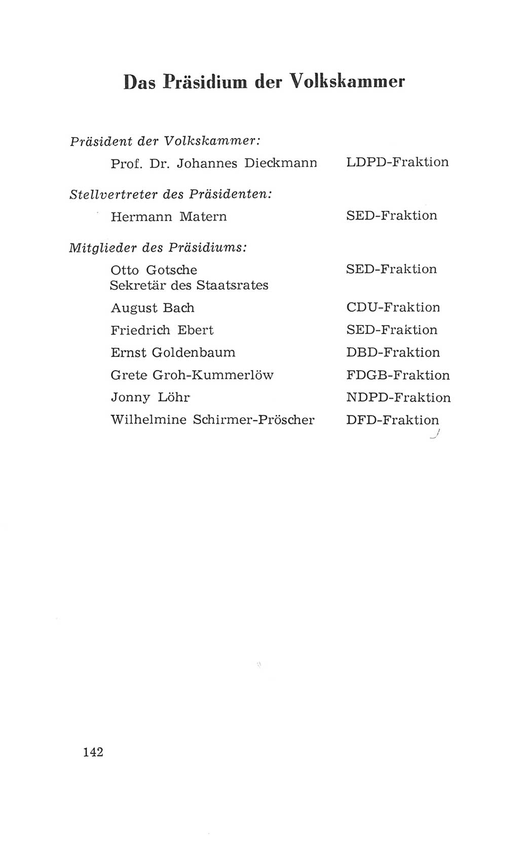 Volkskammer (VK) der Deutschen Demokratischen Republik (DDR), 4. Wahlperiode 1963-1967, Seite 142 (VK. DDR 4. WP. 1963-1967, S. 142)