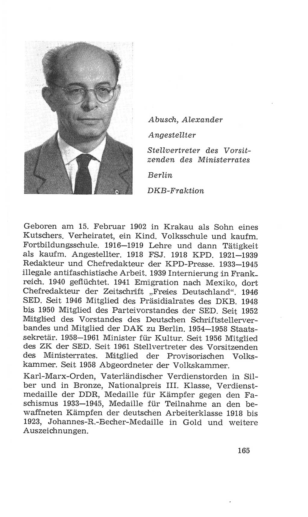 Volkskammer (VK) der Deutschen Demokratischen Republik (DDR), 4. Wahlperiode 1963-1967, Seite 165 (VK. DDR 4. WP. 1963-1967, S. 165)