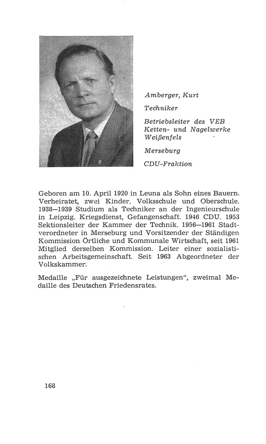 Volkskammer (VK) der Deutschen Demokratischen Republik (DDR), 4. Wahlperiode 1963-1967, Seite 168 (VK. DDR 4. WP. 1963-1967, S. 168)