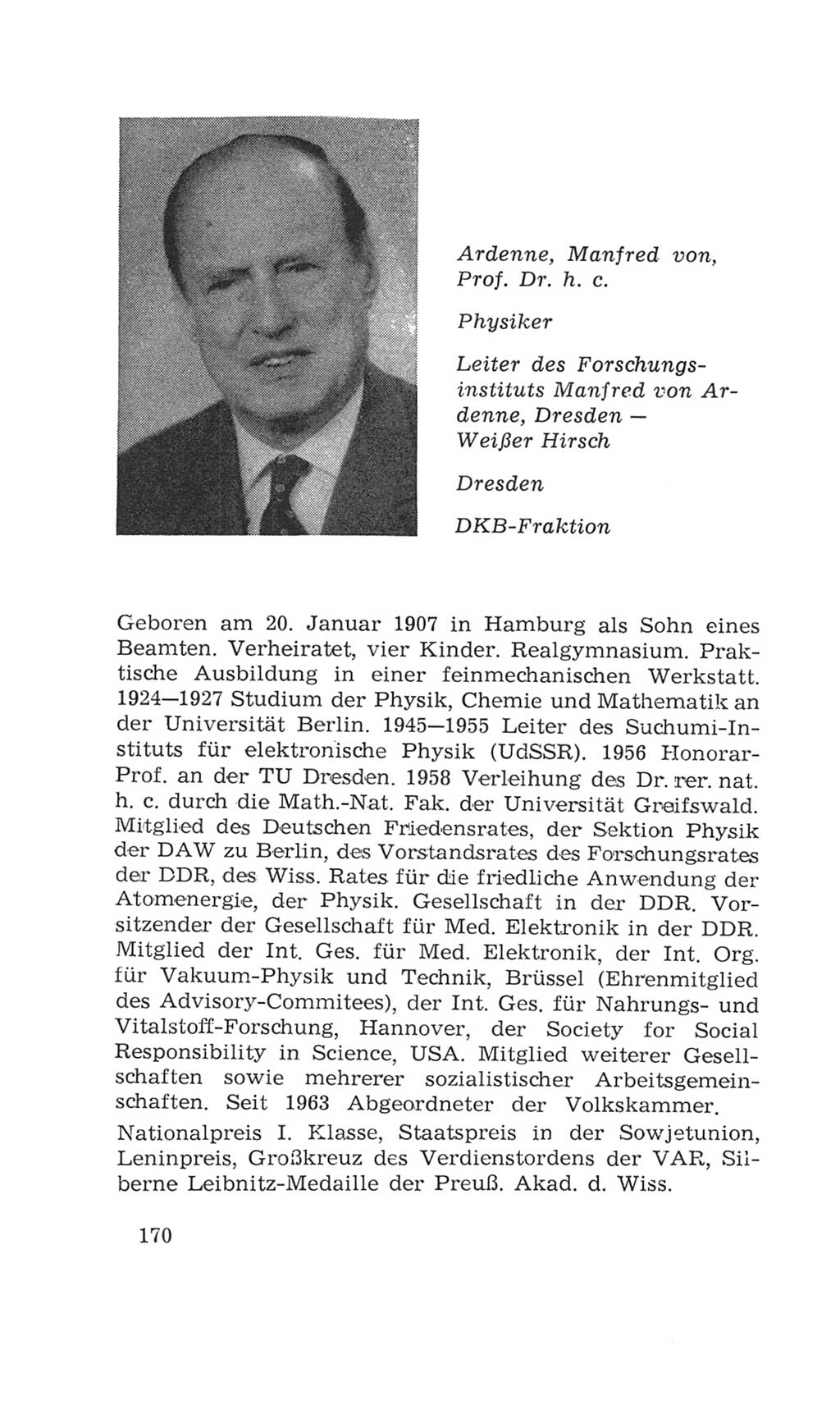 Volkskammer (VK) der Deutschen Demokratischen Republik (DDR), 4. Wahlperiode 1963-1967, Seite 170 (VK. DDR 4. WP. 1963-1967, S. 170)
