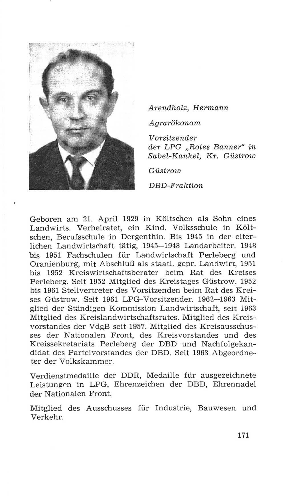 Volkskammer (VK) der Deutschen Demokratischen Republik (DDR), 4. Wahlperiode 1963-1967, Seite 171 (VK. DDR 4. WP. 1963-1967, S. 171)