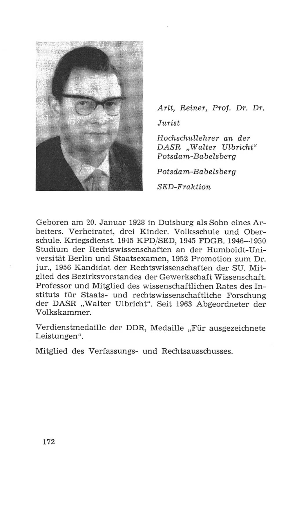 Volkskammer (VK) der Deutschen Demokratischen Republik (DDR), 4. Wahlperiode 1963-1967, Seite 172 (VK. DDR 4. WP. 1963-1967, S. 172)