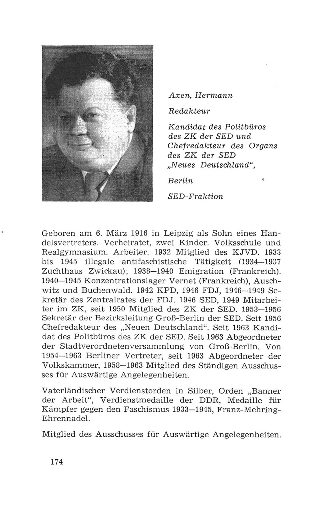 Volkskammer (VK) der Deutschen Demokratischen Republik (DDR), 4. Wahlperiode 1963-1967, Seite 174 (VK. DDR 4. WP. 1963-1967, S. 174)