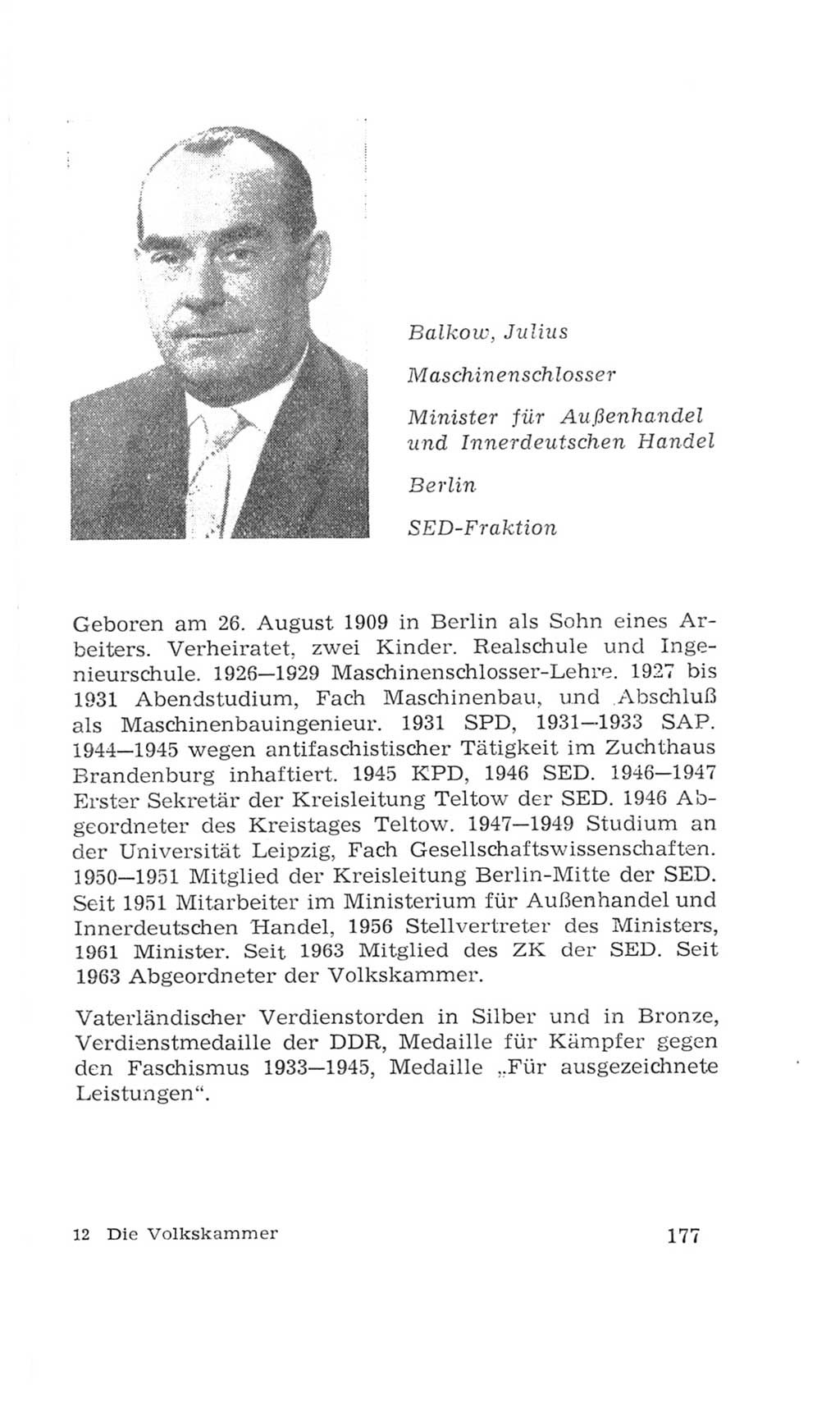 Volkskammer (VK) der Deutschen Demokratischen Republik (DDR), 4. Wahlperiode 1963-1967, Seite 177 (VK. DDR 4. WP. 1963-1967, S. 177)