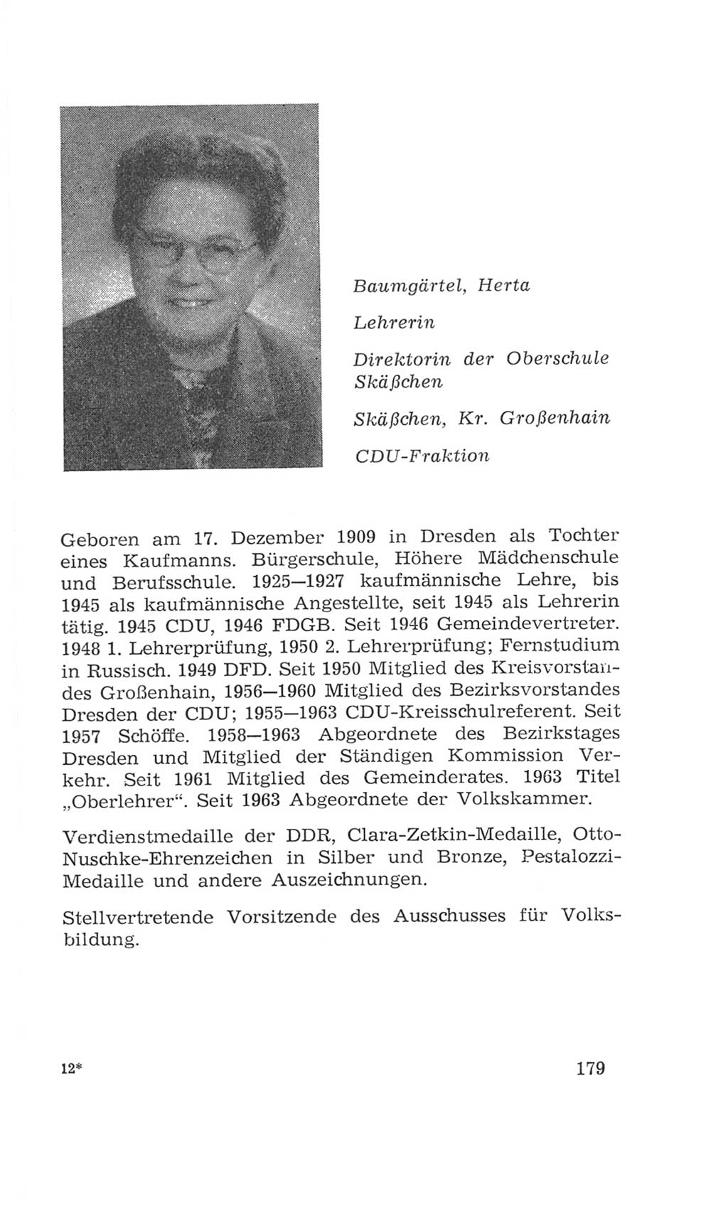 Volkskammer (VK) der Deutschen Demokratischen Republik (DDR), 4. Wahlperiode 1963-1967, Seite 179 (VK. DDR 4. WP. 1963-1967, S. 179)