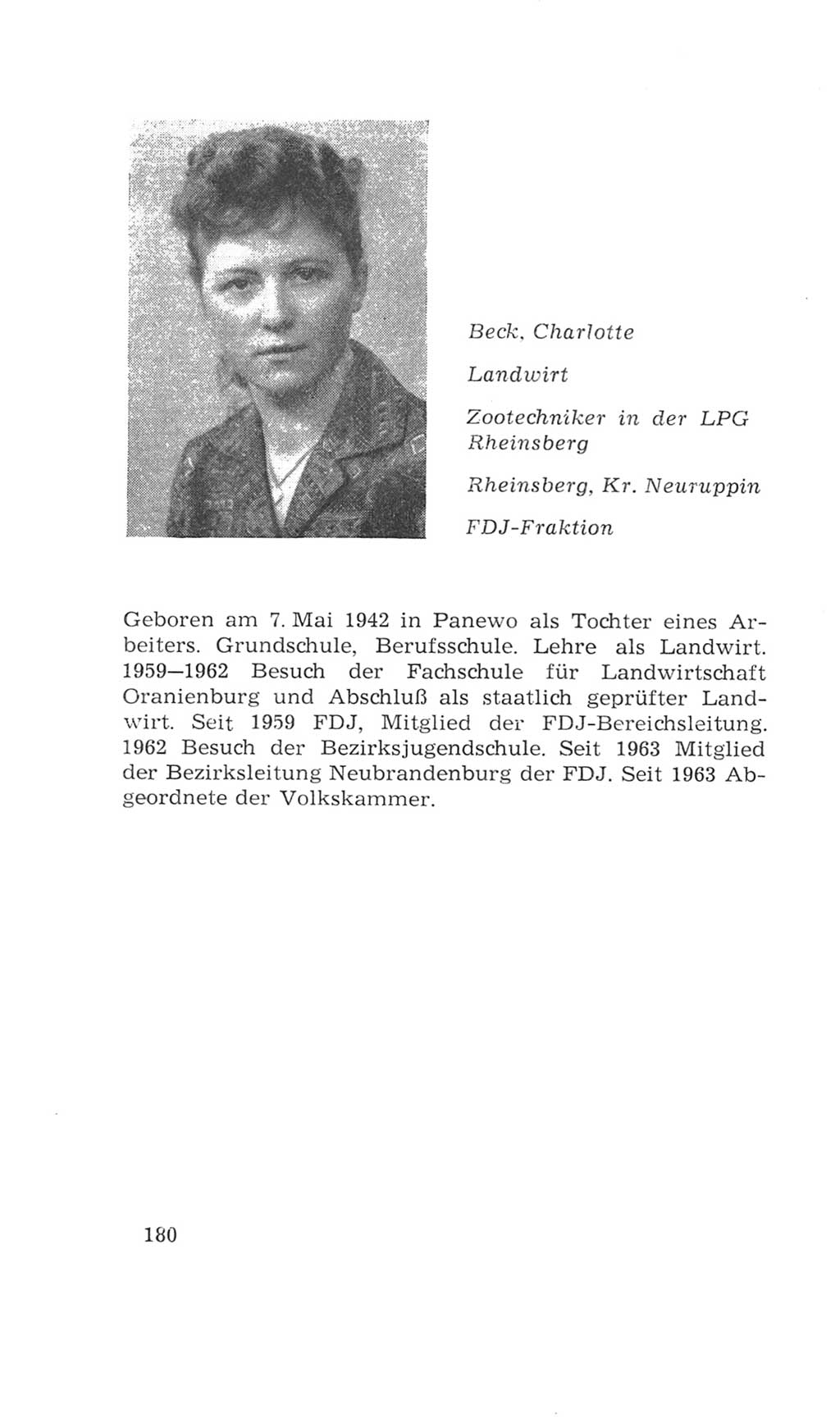 Volkskammer (VK) der Deutschen Demokratischen Republik (DDR), 4. Wahlperiode 1963-1967, Seite 180 (VK. DDR 4. WP. 1963-1967, S. 180)