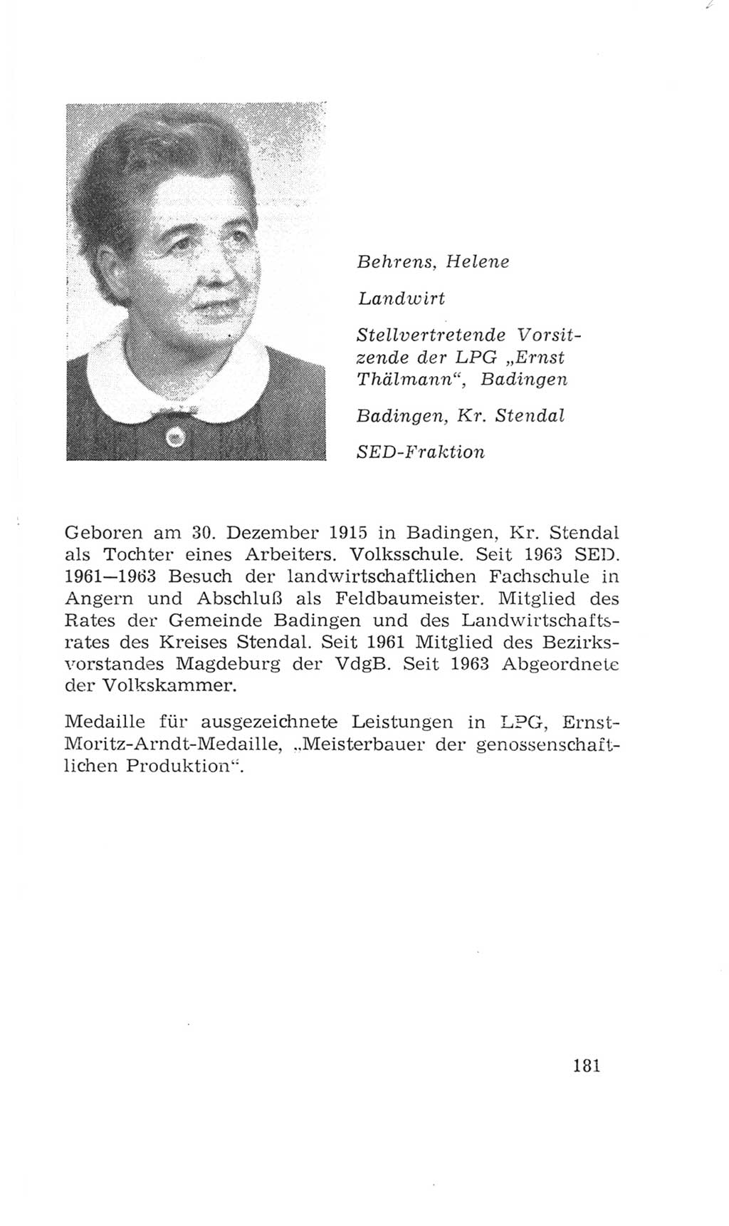 Volkskammer (VK) der Deutschen Demokratischen Republik (DDR), 4. Wahlperiode 1963-1967, Seite 181 (VK. DDR 4. WP. 1963-1967, S. 181)