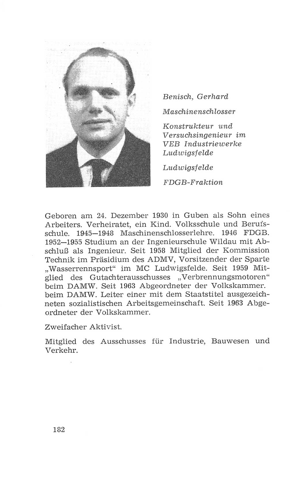 Volkskammer (VK) der Deutschen Demokratischen Republik (DDR), 4. Wahlperiode 1963-1967, Seite 182 (VK. DDR 4. WP. 1963-1967, S. 182)