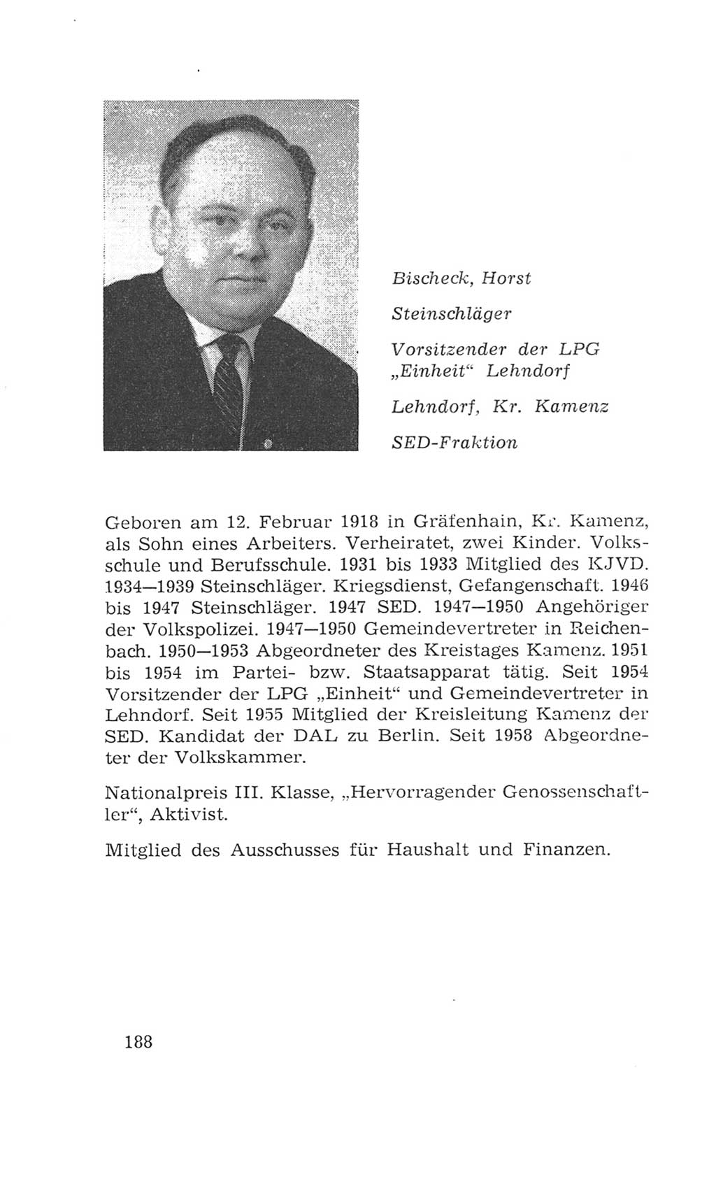 Volkskammer (VK) der Deutschen Demokratischen Republik (DDR), 4. Wahlperiode 1963-1967, Seite 188 (VK. DDR 4. WP. 1963-1967, S. 188)