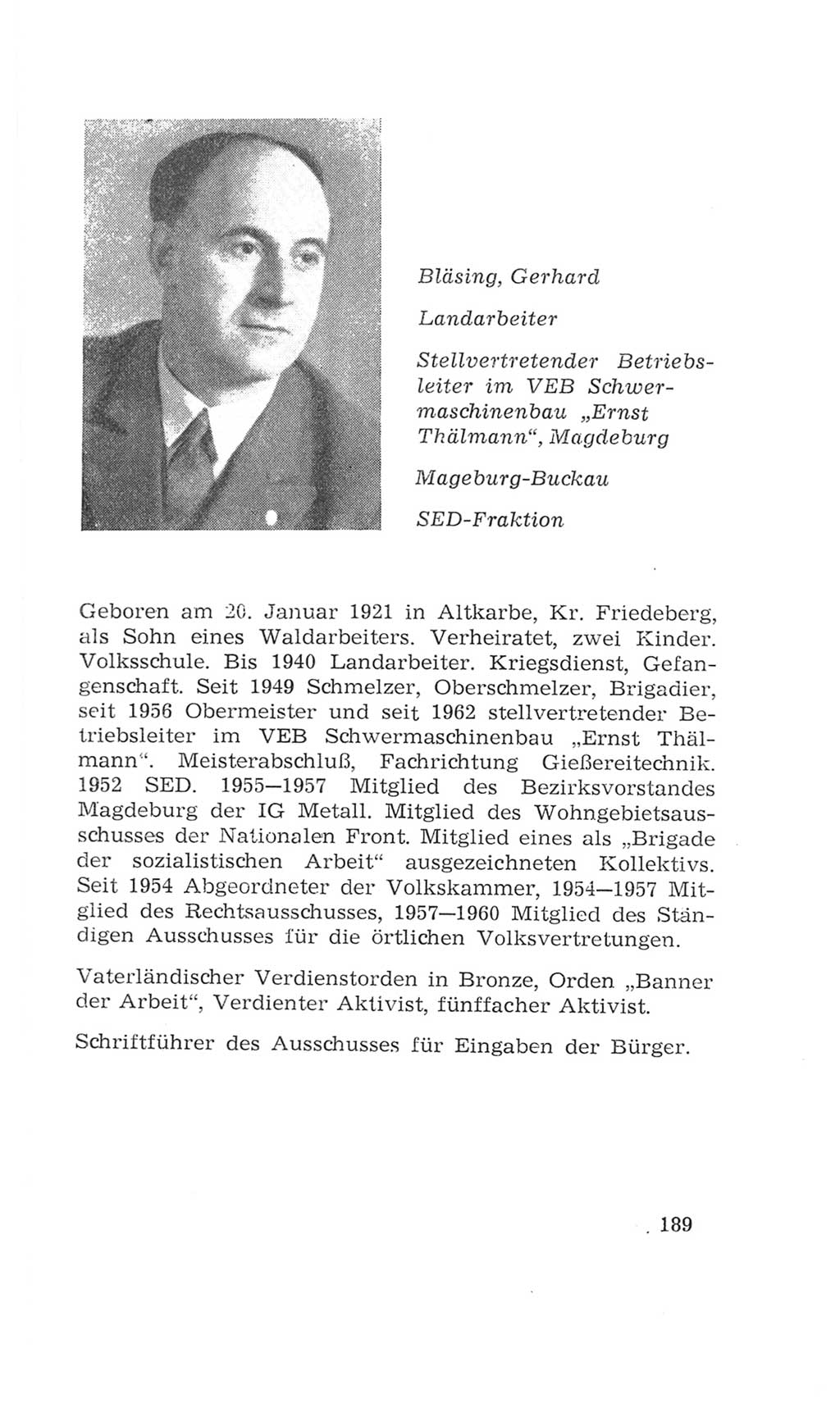 Volkskammer (VK) der Deutschen Demokratischen Republik (DDR), 4. Wahlperiode 1963-1967, Seite 189 (VK. DDR 4. WP. 1963-1967, S. 189)