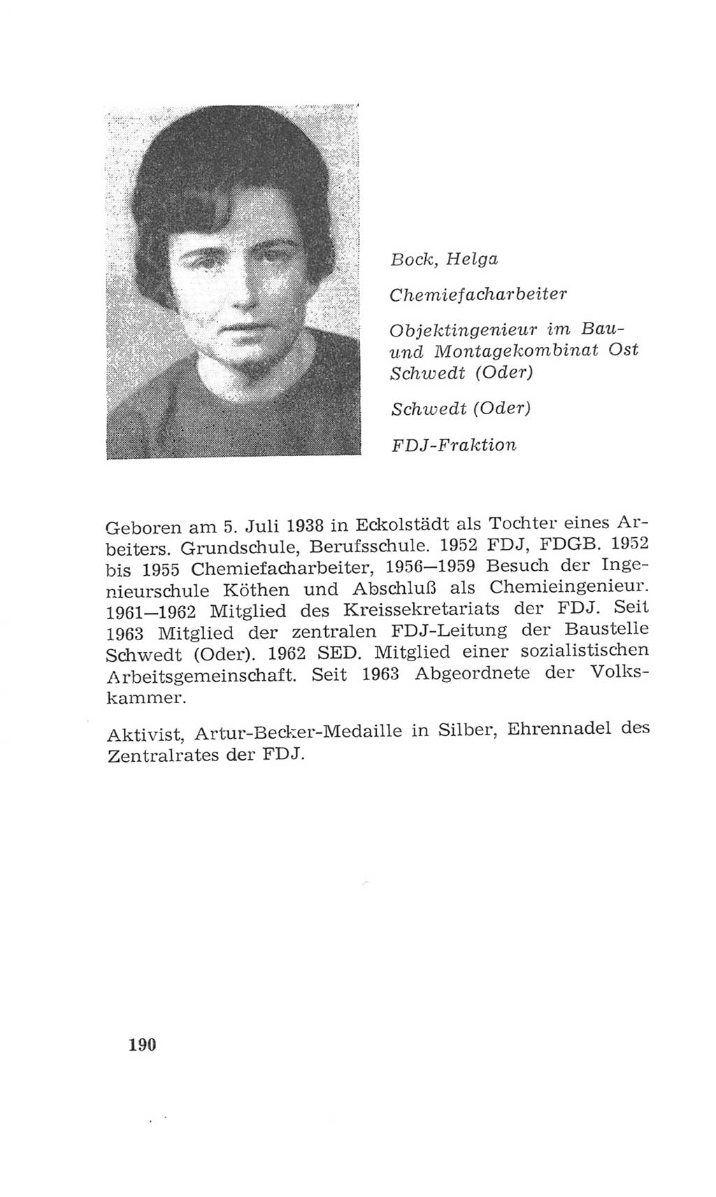 Volkskammer (VK) der Deutschen Demokratischen Republik (DDR), 4. Wahlperiode 1963-1967, Seite 190 (VK. DDR 4. WP. 1963-1967, S. 190)