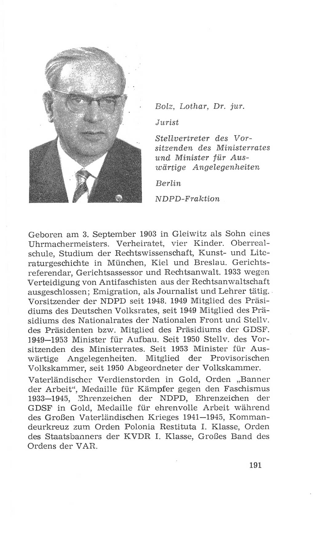 Volkskammer (VK) der Deutschen Demokratischen Republik (DDR), 4. Wahlperiode 1963-1967, Seite 191 (VK. DDR 4. WP. 1963-1967, S. 191)