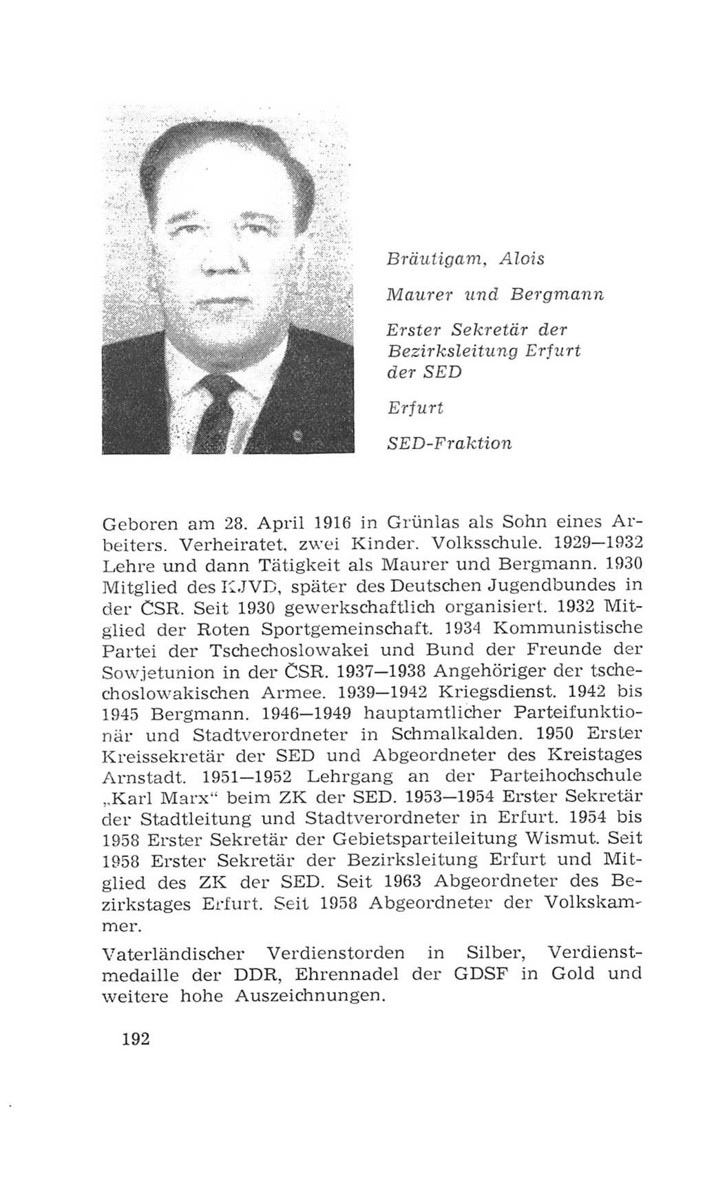 Volkskammer (VK) der Deutschen Demokratischen Republik (DDR), 4. Wahlperiode 1963-1967, Seite 192 (VK. DDR 4. WP. 1963-1967, S. 192)
