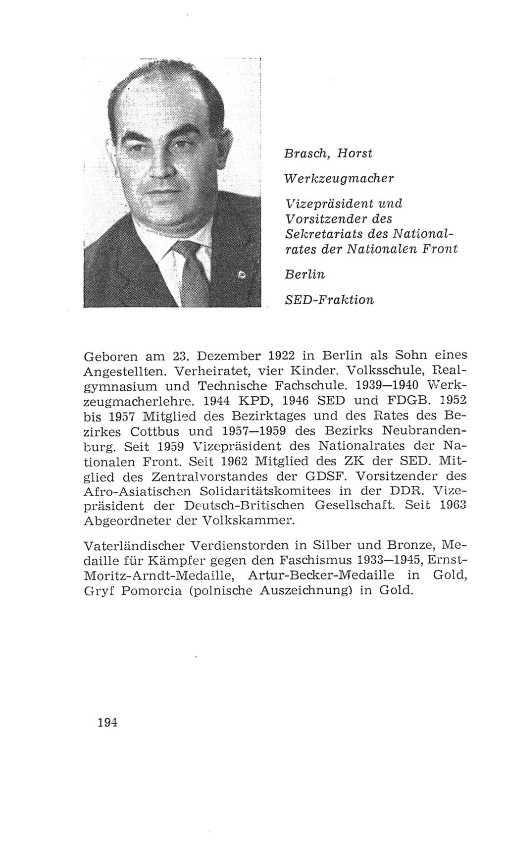 Volkskammer (VK) der Deutschen Demokratischen Republik (DDR), 4. Wahlperiode 1963-1967, Seite 194 (VK. DDR 4. WP. 1963-1967, S. 194)