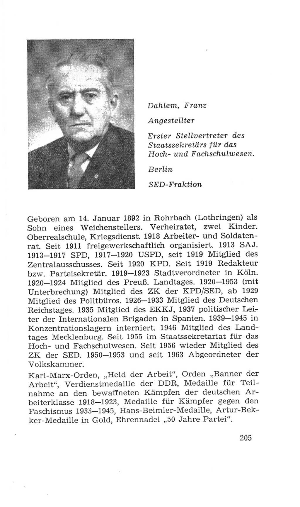 Volkskammer (VK) der Deutschen Demokratischen Republik (DDR), 4. Wahlperiode 1963-1967, Seite 205 (VK. DDR 4. WP. 1963-1967, S. 205)