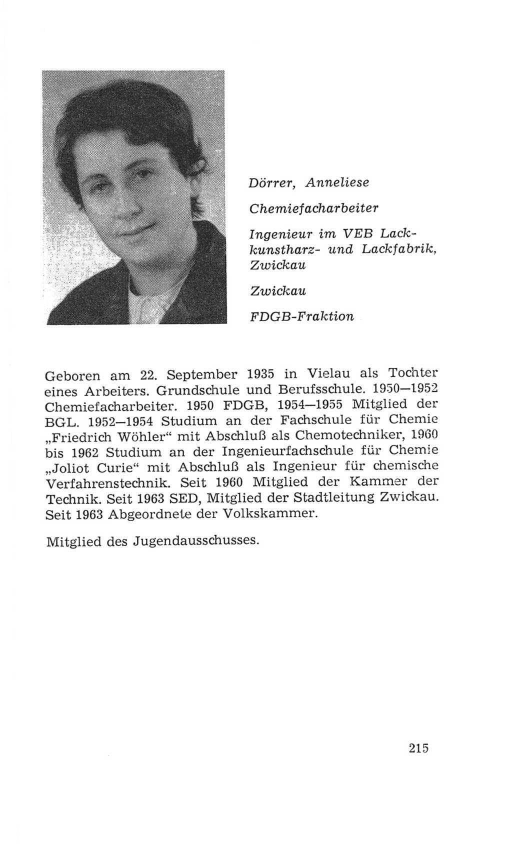 Volkskammer (VK) der Deutschen Demokratischen Republik (DDR), 4. Wahlperiode 1963-1967, Seite 215 (VK. DDR 4. WP. 1963-1967, S. 215)