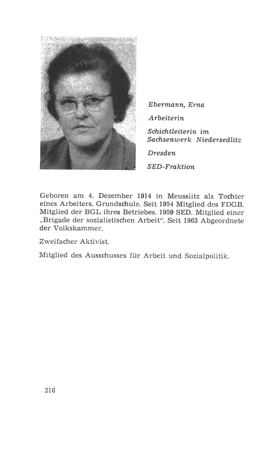 Volkskammer (VK) der Deutschen Demokratischen Republik (DDR), 4. Wahlperiode 1963-1967, Seite 216 (VK. DDR 4. WP. 1963-1967, S. 216)